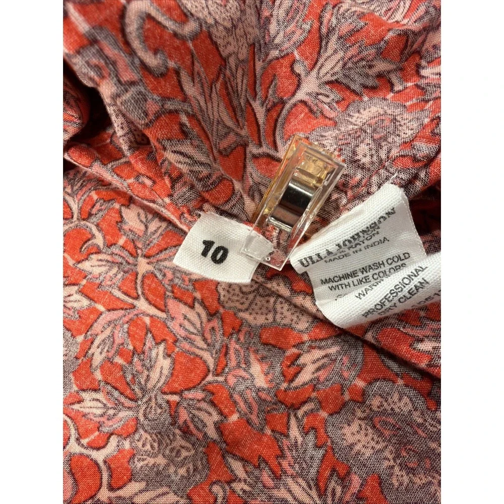 Ulla Johnson‎ Red Floral Puff Sleeve Mari Top Size 10